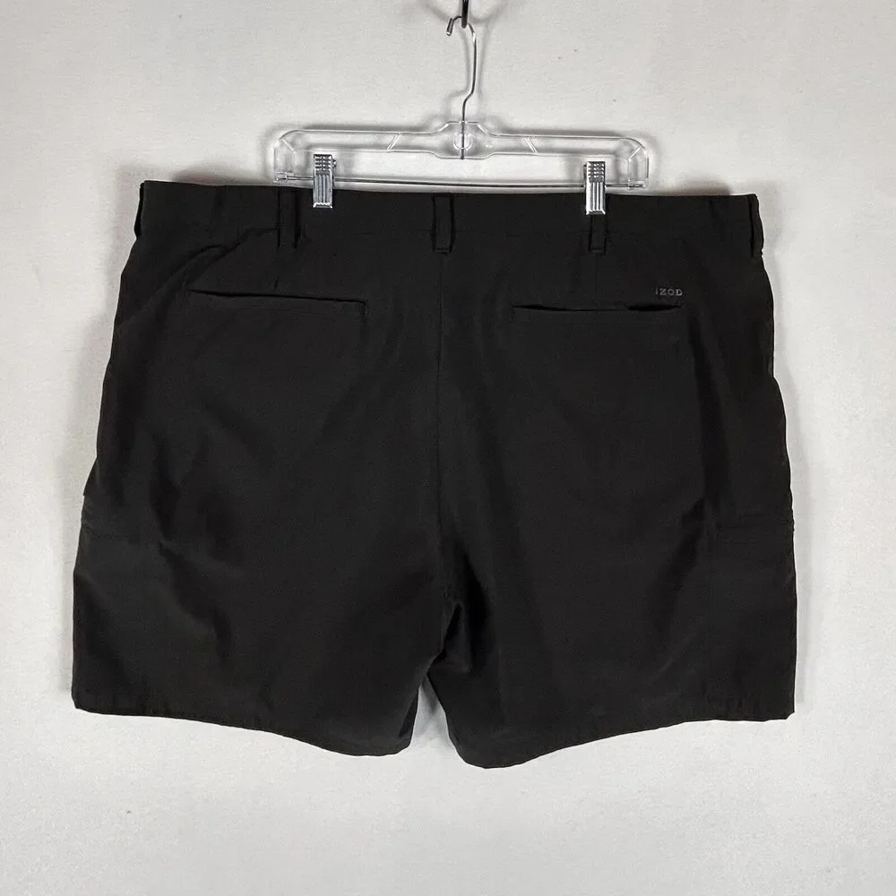 Izod Golf Shorts Mens 44 Casual Blk Khaki Chino Straight Fit Lightweight Pocket